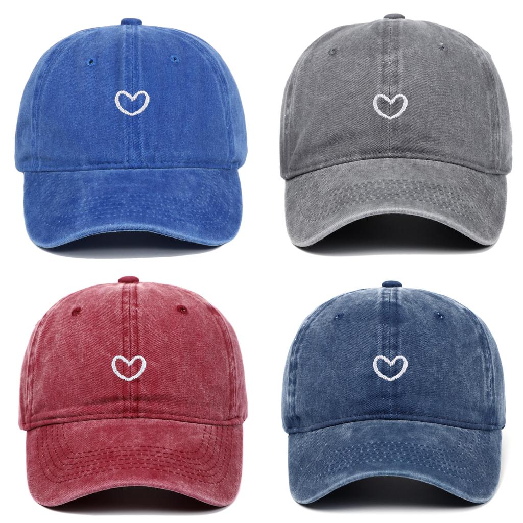 Embroidered Heart Cotton Baseball Cap With Curved Brim For Casual Outdoor Wear