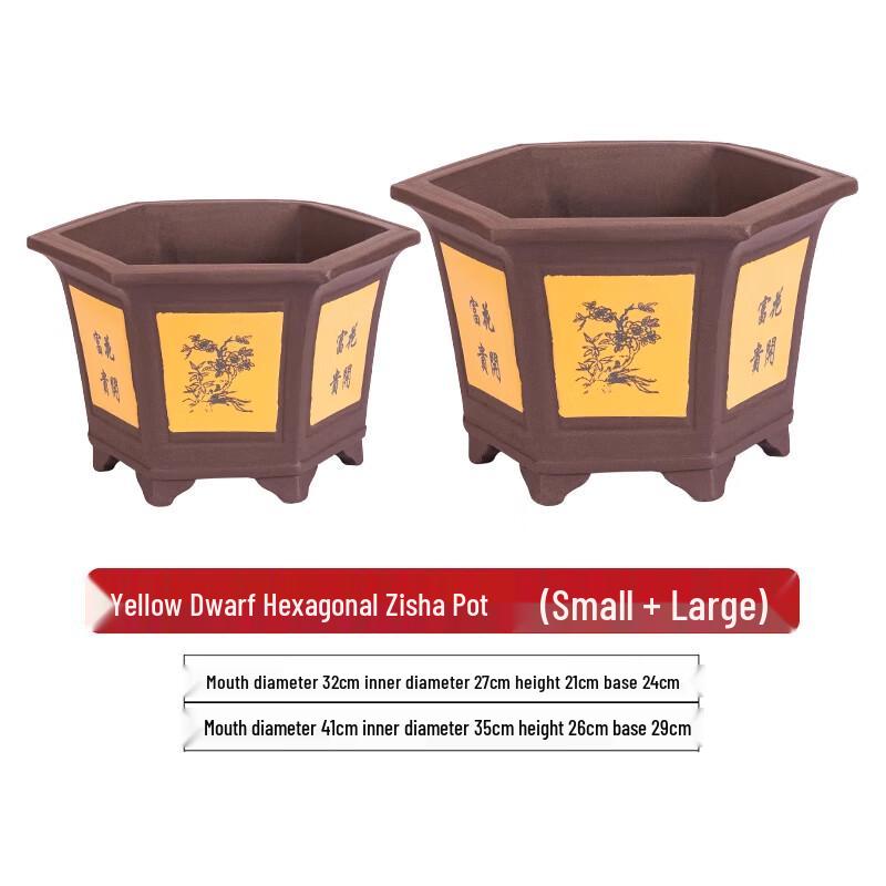 Hexagonal Zisha Ceramic Flower Pot