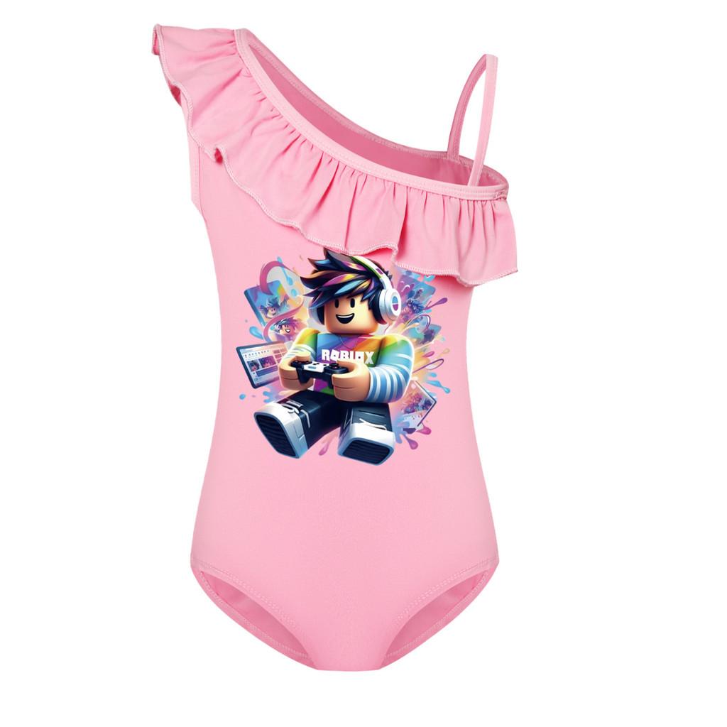 5529 Kids Girls Roblox Printed One-piece Swimsuit Swimwear