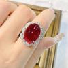 2026 Glossy Pigeon Blood Ruby Exaggerated Pigeon Egg Zircon Pendant Colored Treasure Stud Earrings Female Ring