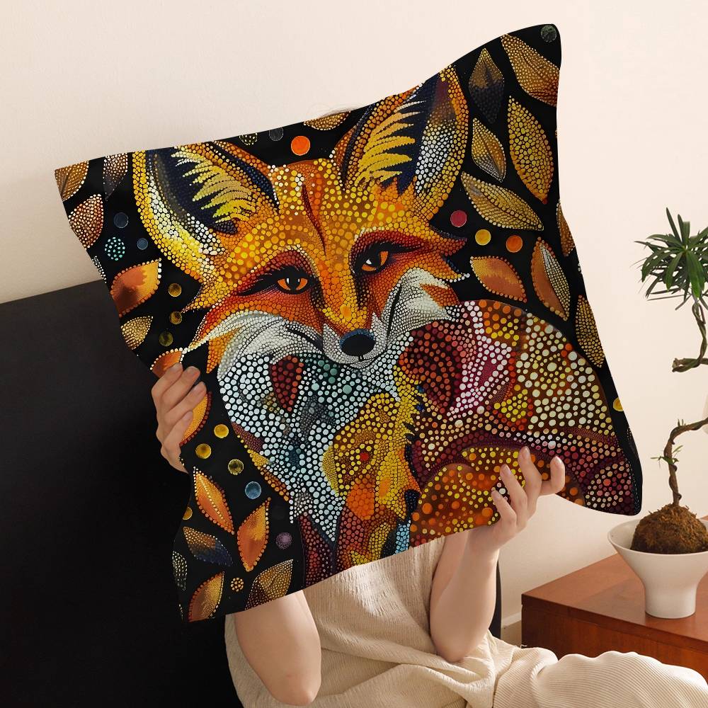 Anime Fox Printed Cushion Cover Inches Farmhouse Decor Home Throw Pillow Covers for Couch Decorations