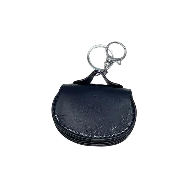 Stylish Leather Keychain Holder Mini Pouch For Earphones Compact Design Sturdy Metal Clip Accessory For Daily Essential