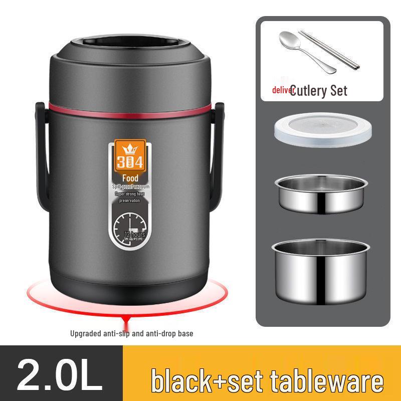 

Stainless Steel Double-Layer Insulated Lunch Box with Lid, Large Capacity for Office Workers and Students. 1.5L Extra Thick for Students