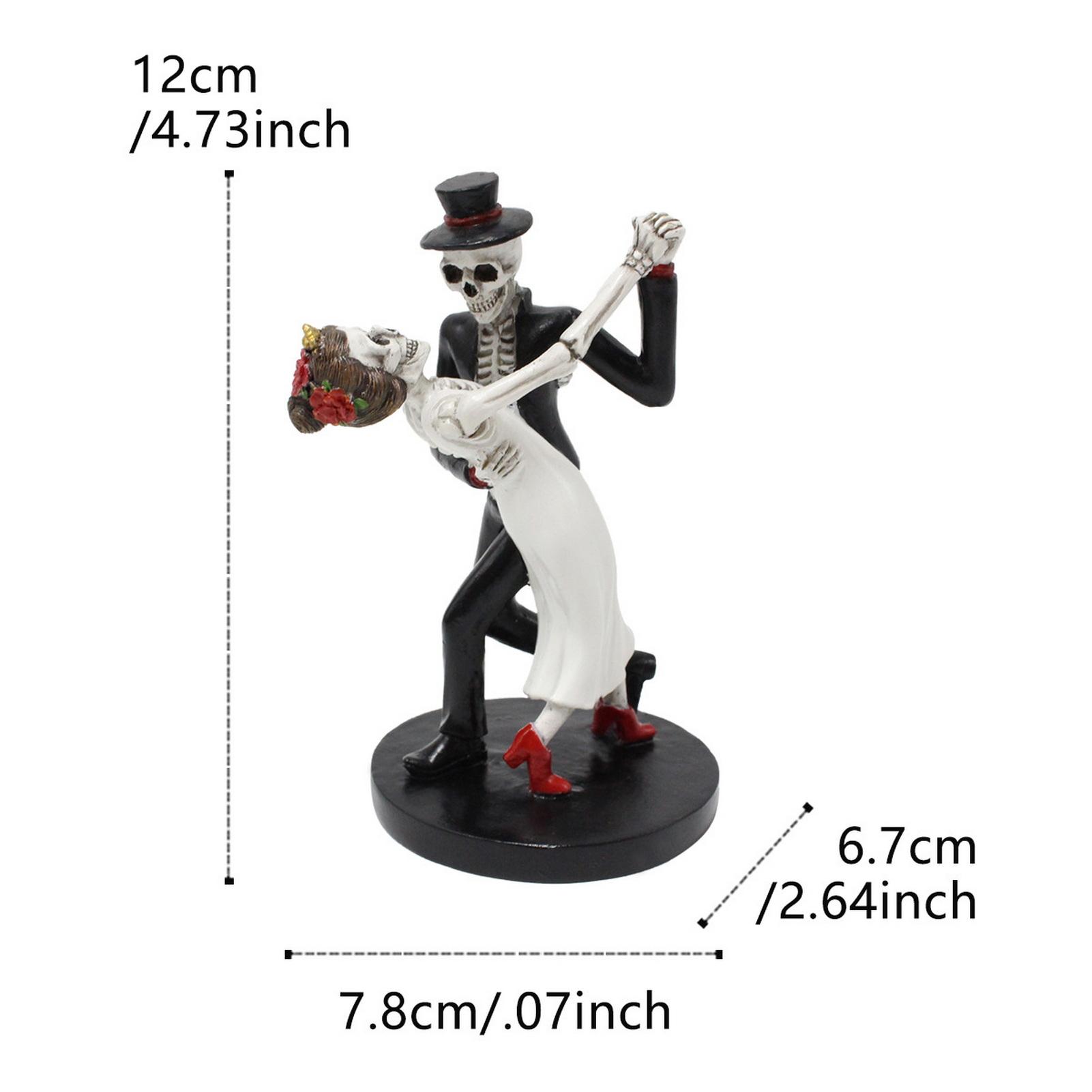 

Halloween Dancing Skeleton Couple Resin Crafts Decor for Home Desktop Tabletop Spooky Party Decoration 12cm
