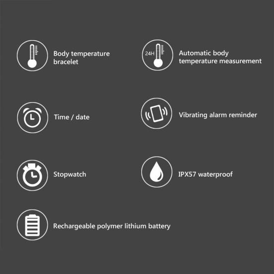 V9 Body Temperature Monitor Thermometer Vibration Alarm Wristband Smart Bracelet
