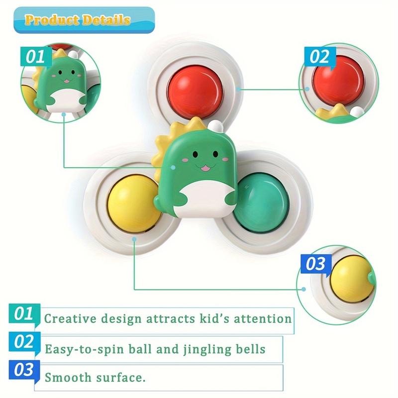 3PCS Suction Cup Rotating Toy for Baby Hand-eye Coordination Educational Training, Bath & Travel toy, Birthday Christmas Gift