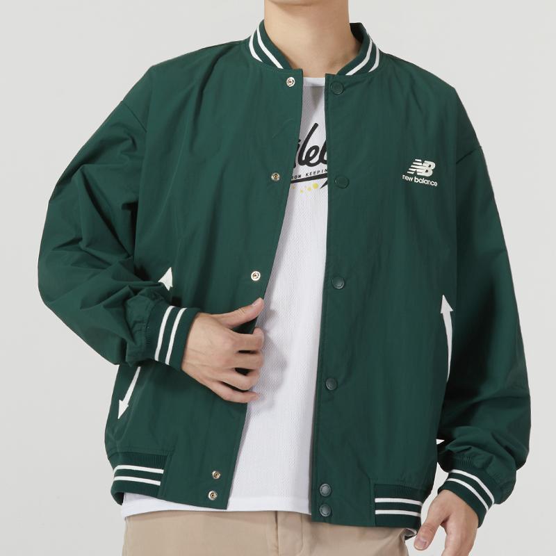 New Balance Jackets Men's Green Baseball Collar Moderate Other AMJ33362-NWG