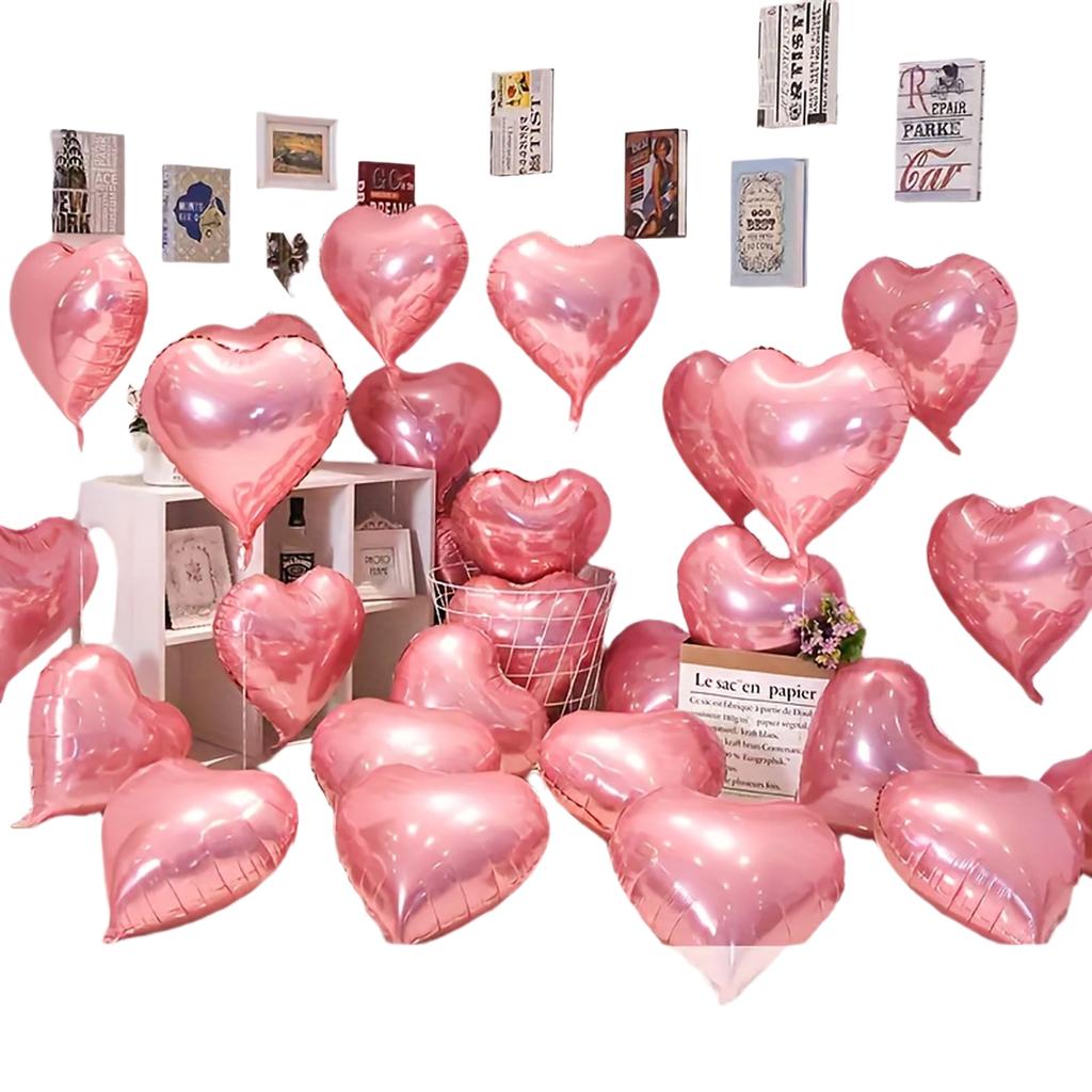 10 Pack Heart-Shaped Foil Balloons for Engagement Wedding Birthday Party Decoration