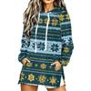 Women's Casual Christmas Print Long Sleeve Hooded Sweatshirt Top