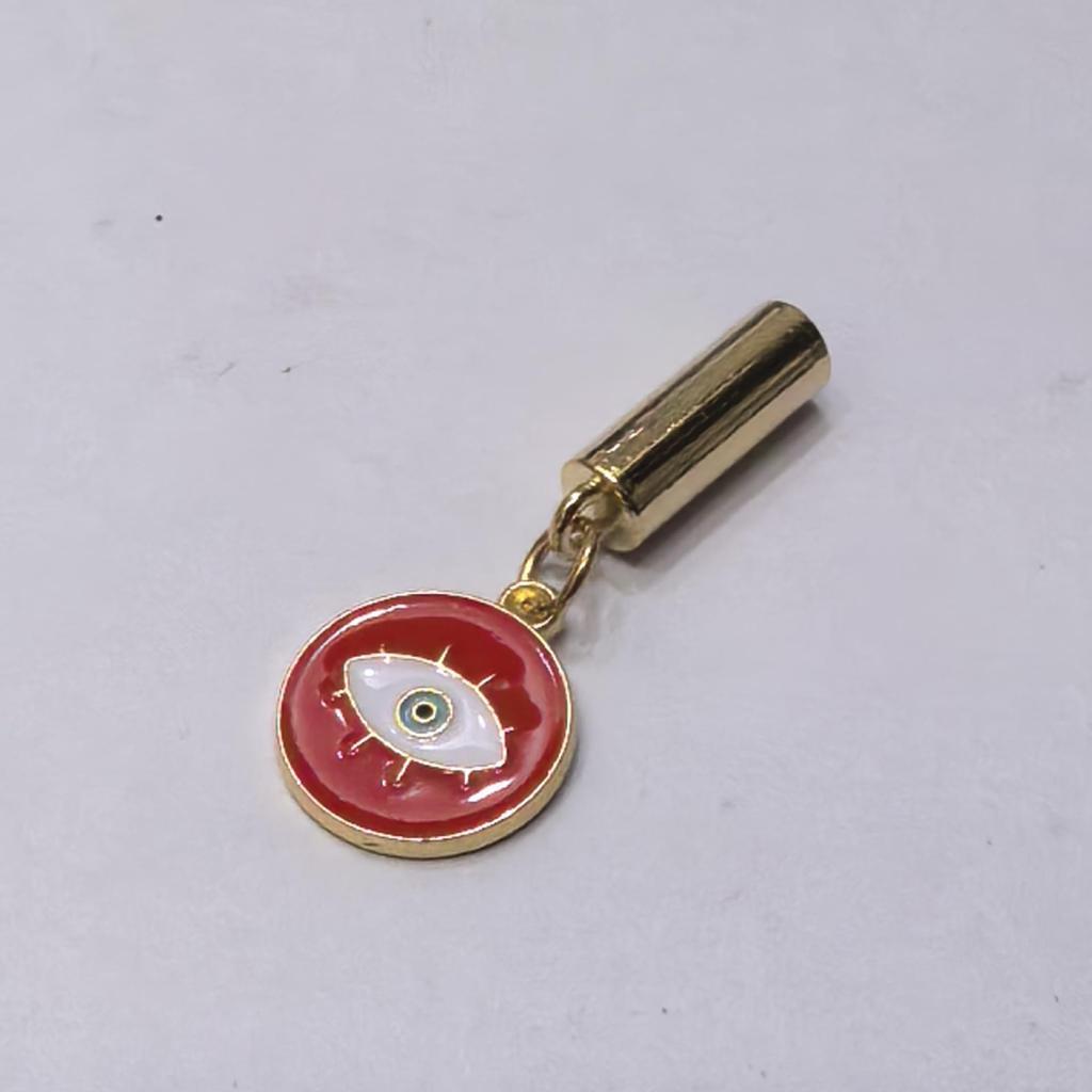 Gold Bell Devil's Eye Enamel Pendant Rope End Buckle