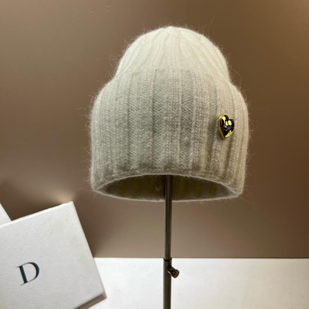 Xiaoxiangfeng Love Cha High Quality Rabbit Hair Knitted Hat Women'S Face Small Wide Stripe Sweet Wool Hat