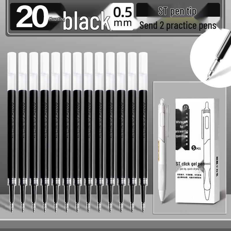 Quick-Dry 0.5mm Black Gel Pen Refill, Universal Needle Tip, Push-Action, Signing Replacement Core