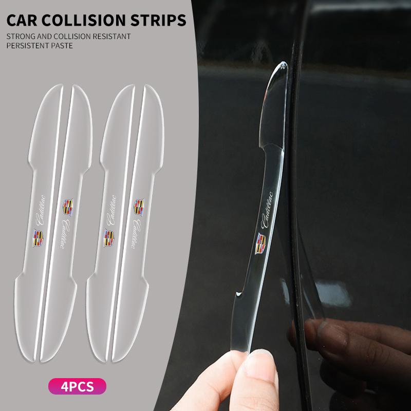 4x Przezroczyste Naklejki Ochronne na Drzwi Samochodowe Anti-collision z Logo Cadillac Escalade CTS ATS SRX XTS XT5 STS CT5 CT6 BLS XLR