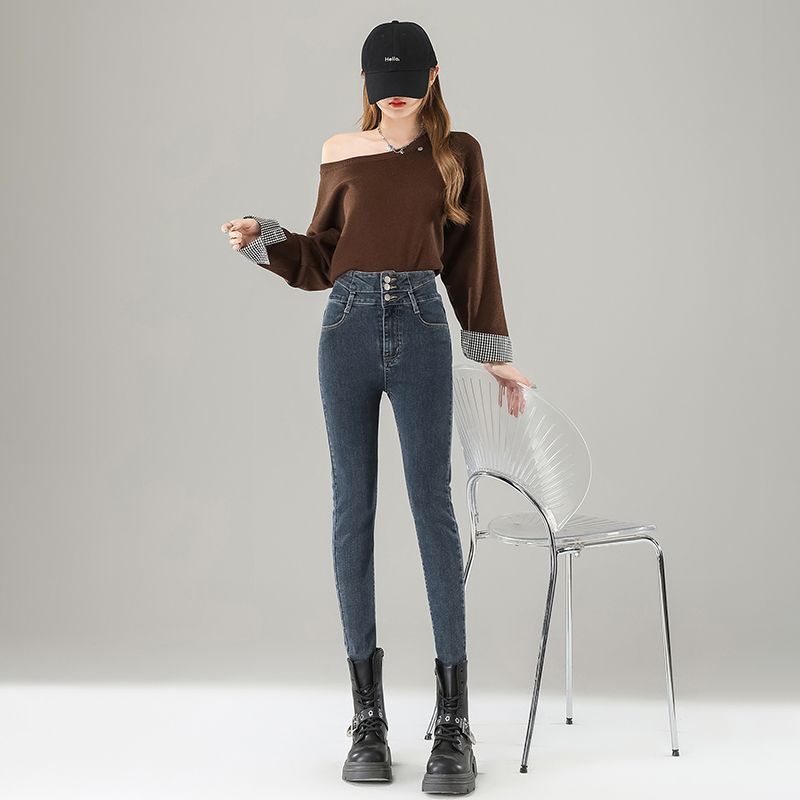 Spring Summer Vintage High Waist Skinny Pencil Design Slim Long Denim Pants For Ladies Casual Pants Oversize Denim Trousers