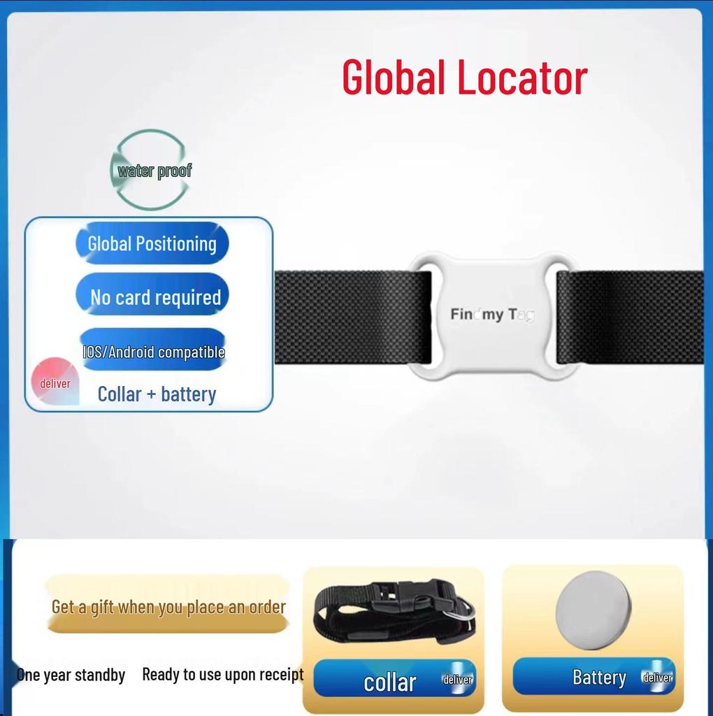 Pet GPS Tracker Collar - Anti-Lost Monitoring Device for Cats & Dogs, Compatible with Android & iOS.