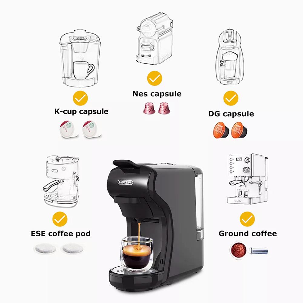 HiBREW H1A 1450W Espresso Coffee Machine, 19 Bar Extraction, Hot/Cold 4-in-1 Multiple Capsule Coffee Maker