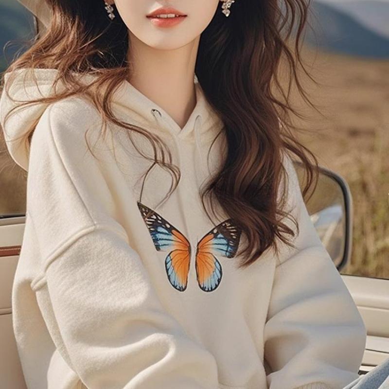 

Ленивый белый свободный худи с принтом в раннеосеннем новом стиле 2XL