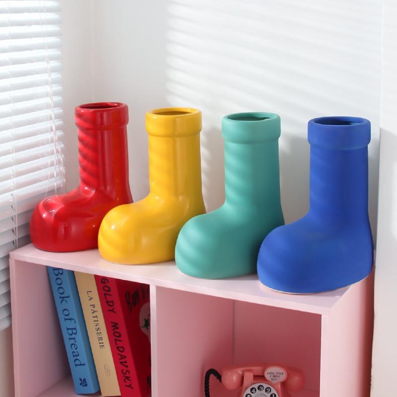 

Керамика, украшение для обуви, ваза, красные сапоги, ваза, органайзер, держатель для хранения кистей для макияжа, горшки, стол, спальня, поделки, современный домашний декор