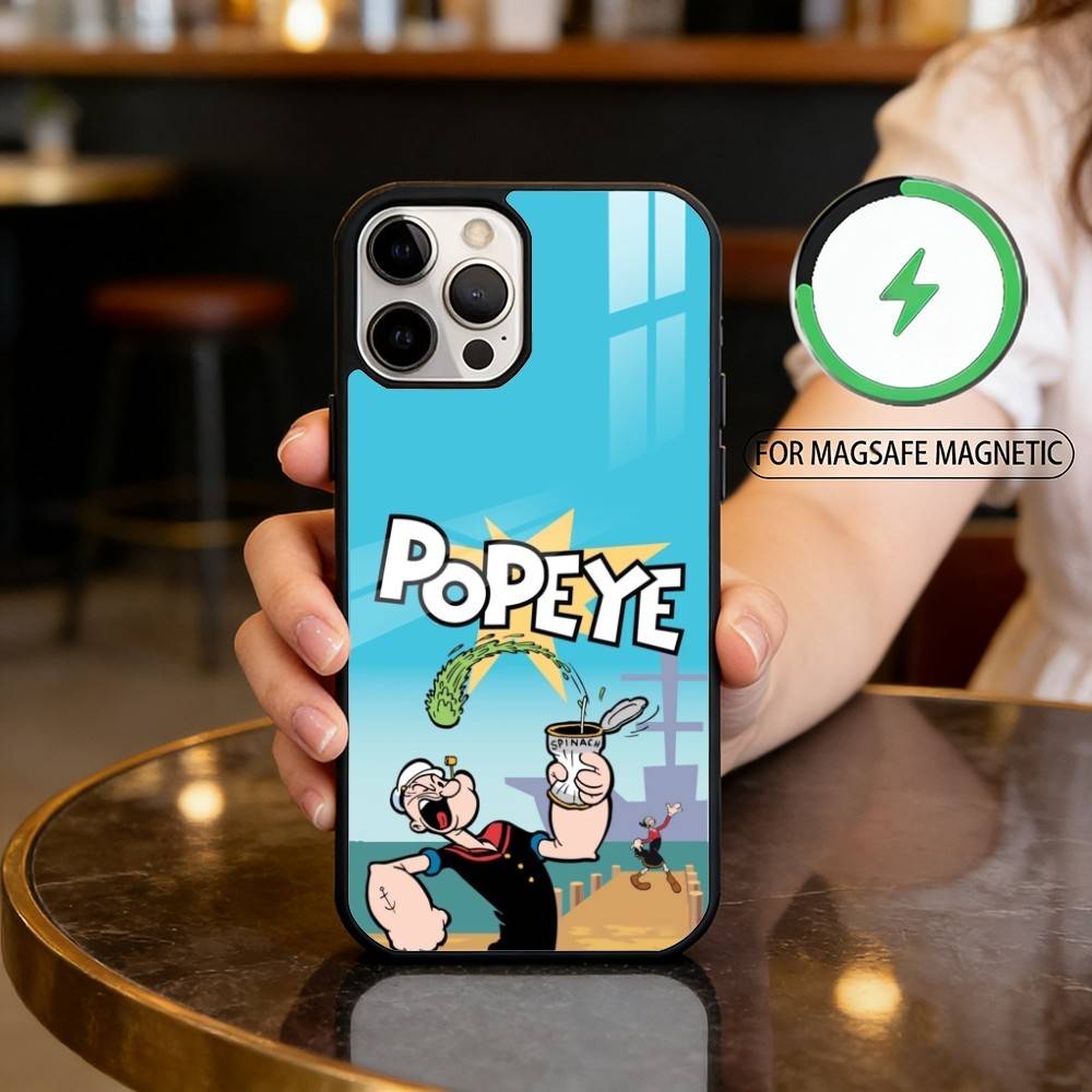 P-Popeye CARTOON Magnetic For Magsafe Wireless Charging Phone Case For iPhone17,16,15,14,13,12,11 Plus,Pro Max