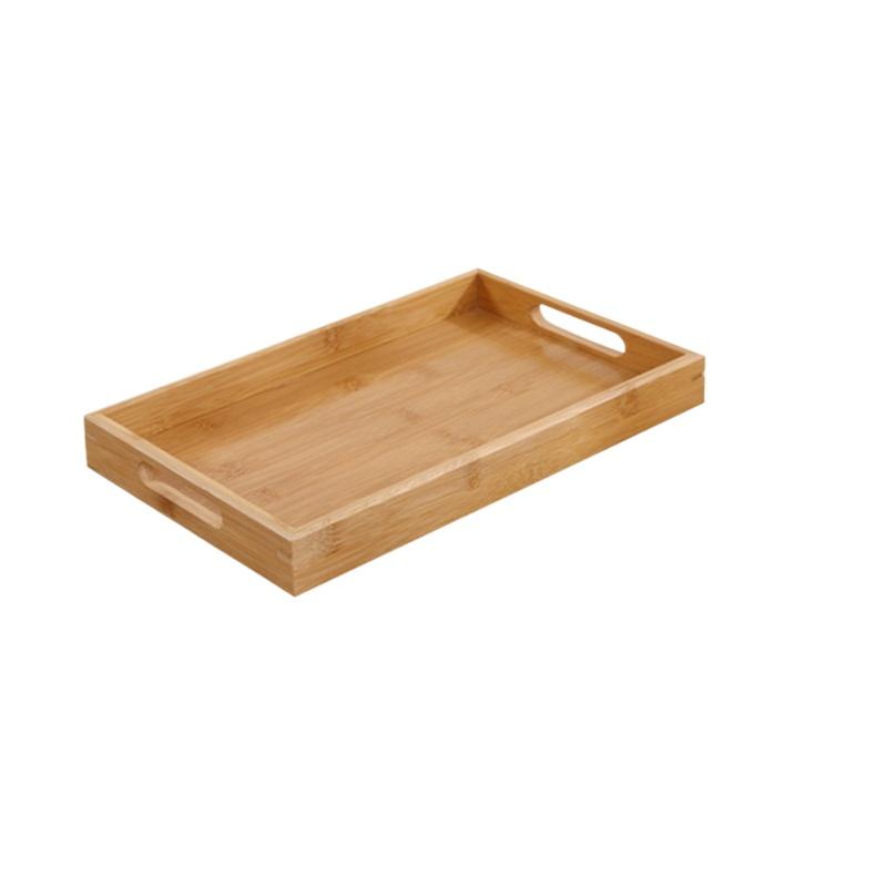 Bamboo Wooden Rectangular Tea Tray Solid Wood Tray Tea Cup Trays Stand Tray With Handle Wooden Hotel Dinner Plate Storage Tray