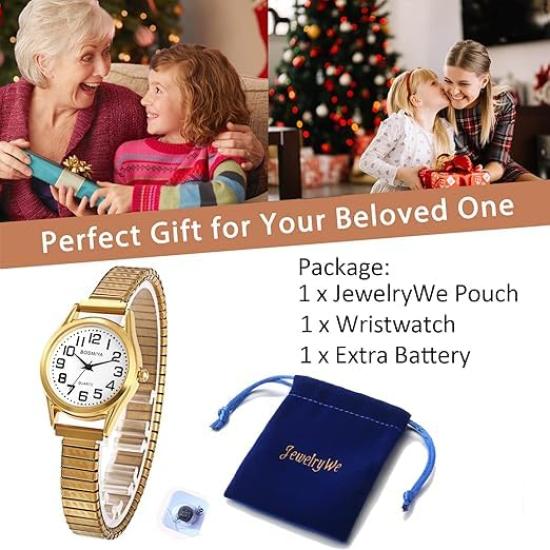 Women's Analog Watch Waterproof Stainless Steel Elastic Band Simple Cute Stylish Casual Business Fashion Watch Gold Women's Accessories Birthday
