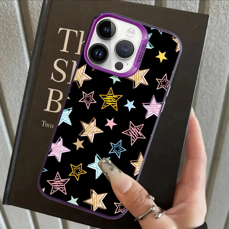 Star Pattern Art Case for iPhone 17 Pro Max XS 11 13 Pro 12 XR 15 Plus 16 Air 14 Back Phone Cover