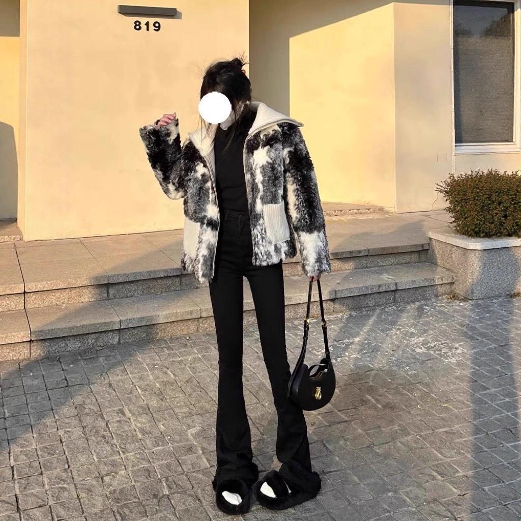 Women s Retro Black High-Waisted Micro-Flare Jeans: Winter Velvet, Slimming, Versatile, Long Pants XS