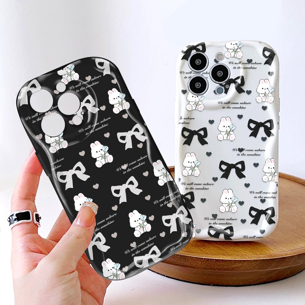 Cartoon Pattern Cream Texture Casing Wavy Edge Soft Silicone Cover Phone Case for IPhone Samsung Huawei Honor Xiaomi Redmi Infinix Tecno