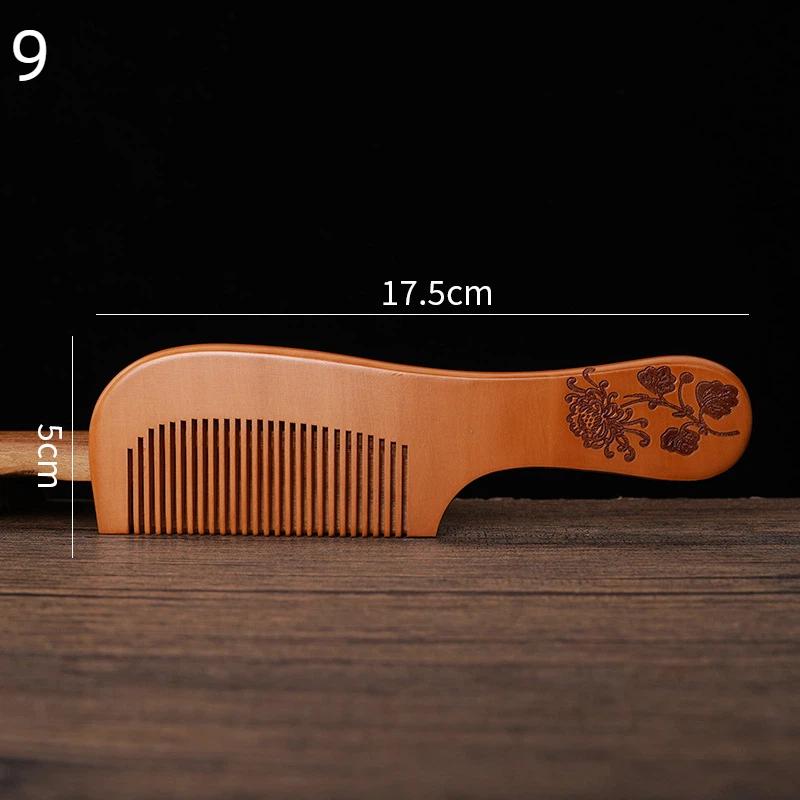 Anti-Static Handcrafted Natural Peach Wood Hair Comb Head Massage Wooden Comb Hair Care Diy Styling Tool