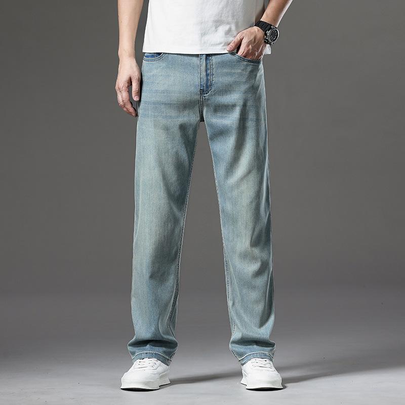 Tencel Denim Trousers For Men In Summer, Light And Loose, Straight, High-end, Soft, Trendy And Cool, Versatile Wide Legs