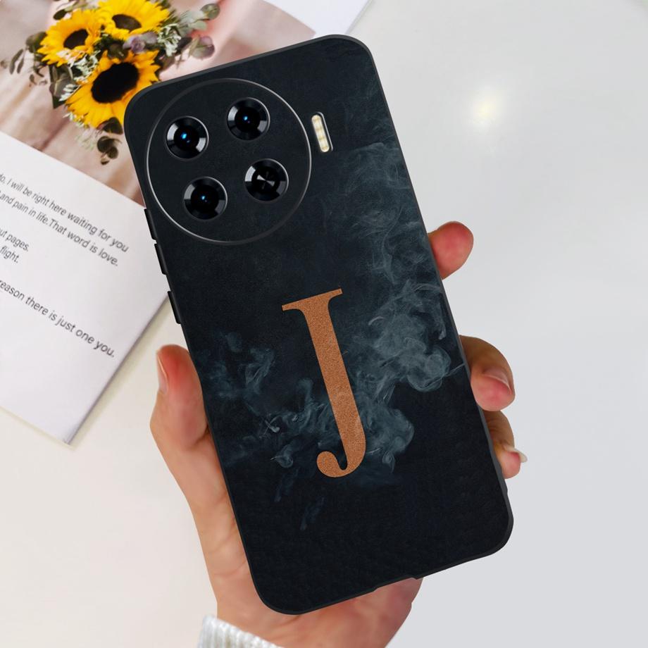 For Spark 20 Pro+ Case Soft Silicone Back Cases for Tecno Spark 20 Pro Plus KJ7 Phone Cover Initials Letter Pattern Funda Clear