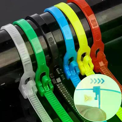 100PCS Colliers de Câbles Détachables Plastiques Colorés Réutilisables Colliers de Câbles Boucle en Nylon Enveloppe Zip Type Collier de Câble Attache Câble