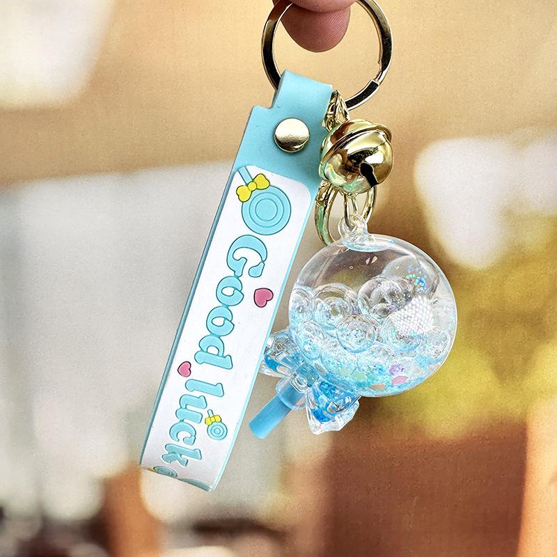 Nádherná klíčenka s lízátkem s plovoucím pískem: Roztomilý přívěsek na dívčí školní tašky