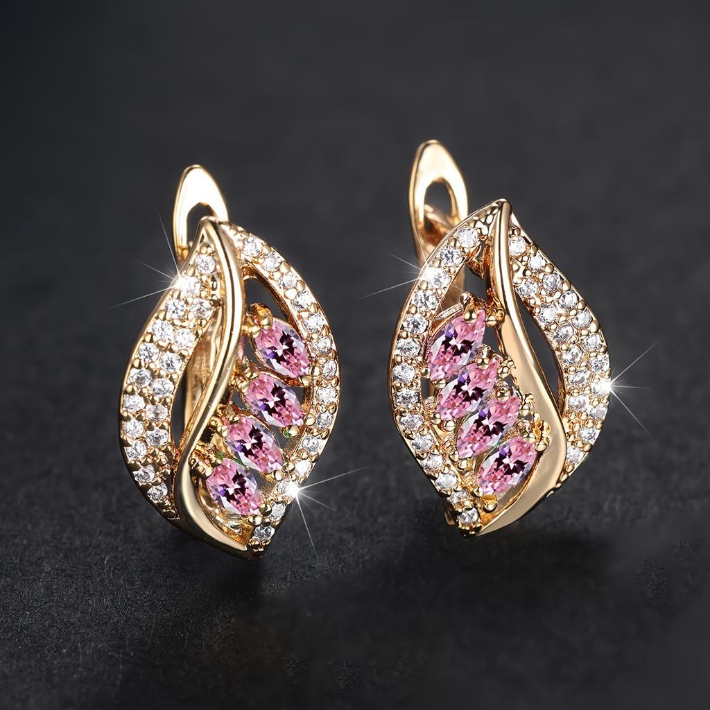 New Micropaved Zircon Leaf Earrings, High-end Jewelry