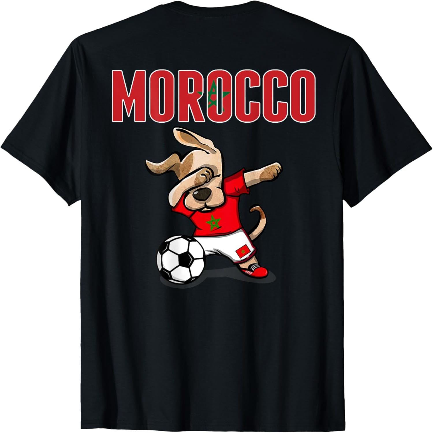 Dabbing Dog Morocco Soccer Lovers Jersey Moroccan Football Men Women Kids T-Shirt S