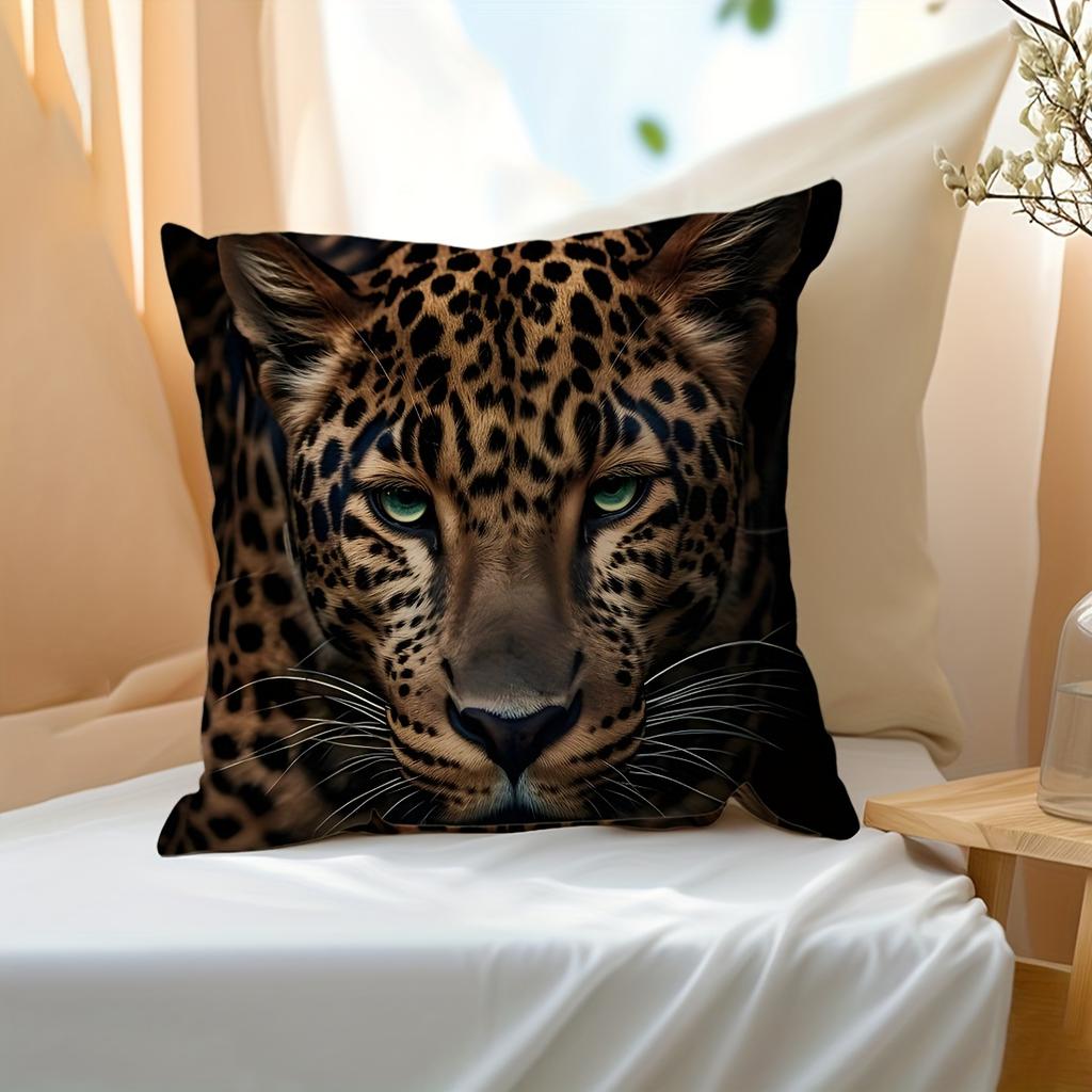 Vikama 2D Vision Leopard Kissenbezug für Wohnzimmer, Sitzkissenbezug für Auto, Schlafzimmer Heimdekoration Kissenbezug