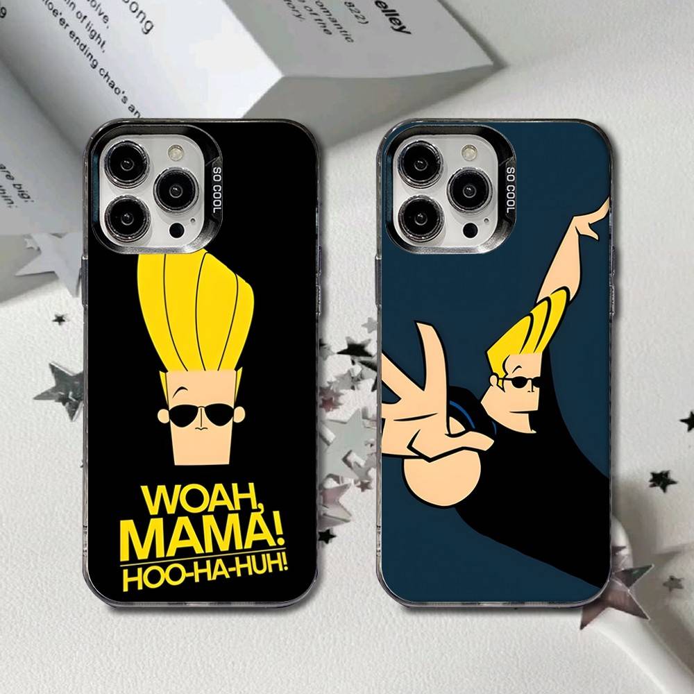 Cartoon J-Johnny Bravo Phone Case For iPhone 16,15,14,13,12,11,8,7,Pro,Max,Plus,Mini,XS,SE Black Matte Hard