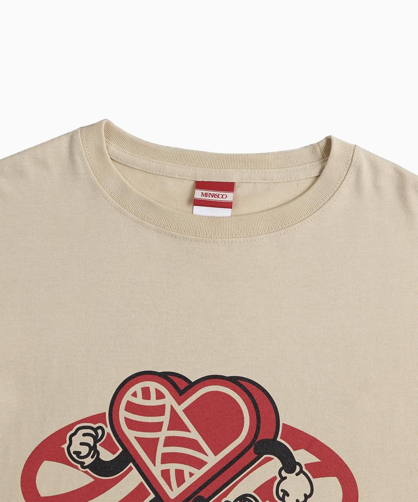 Minasu New Big Hearttrack Graphic T Shirt_Oatmeal