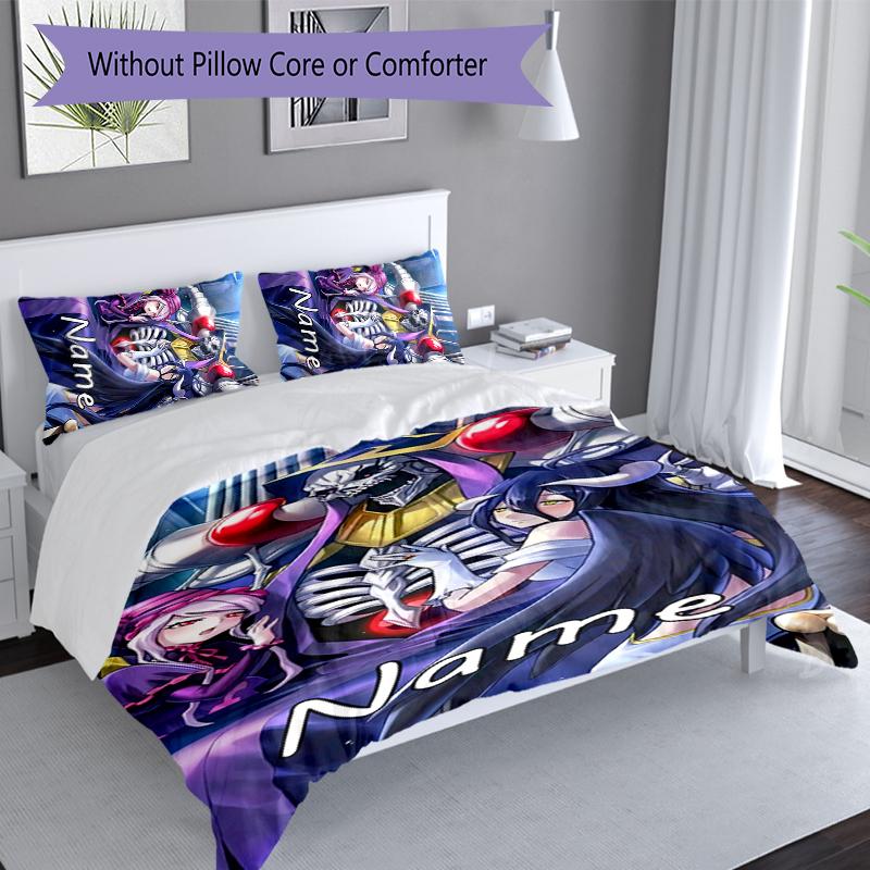 3pcs Custom Name Overlord Bedding Set,Includes 1 Duvet Cover and 2 Pillowcases,All-season Bedroom Decor