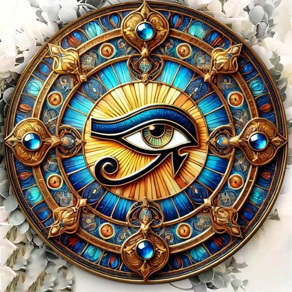 Eye Of Horus Round Iron Wall Art 7.8 Inch Decorative Home Hanging Religious Gift