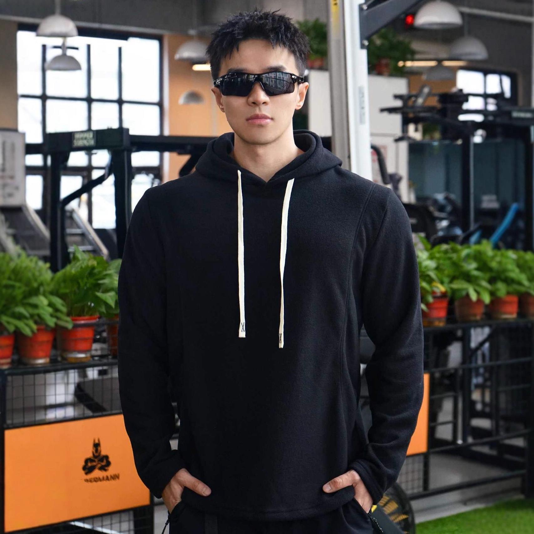 

Casual Plus Size Coral Fleece Hoodie & Sweatshirt Set for Autumn/Winter XL чорний
