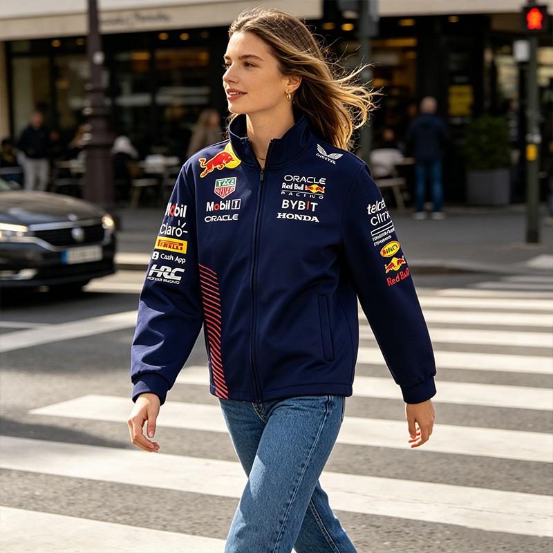 Giacca a vento in pile Red Bull Racing Team da uomo con cappuccio e zip Felpa con cappuccio Ciclismo Sport all'aperto