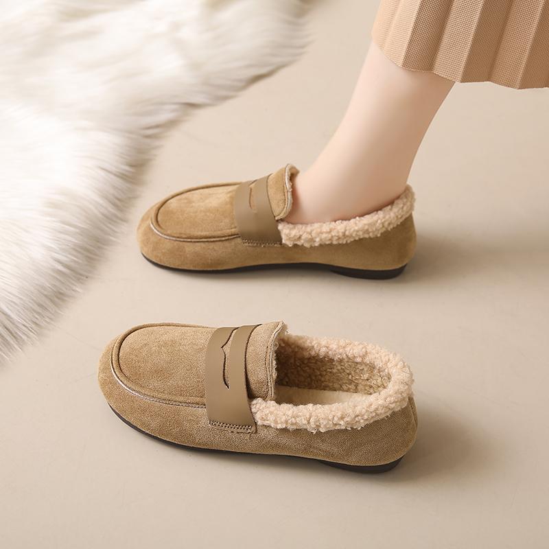 Large size cotton shoes winter velvet wide fat feet pregnant women loafer beanie shoes fluffy shoes