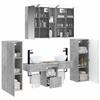 6 Piece Bathroom Furniture Set Concrete Grey Engineered Wood and Glass