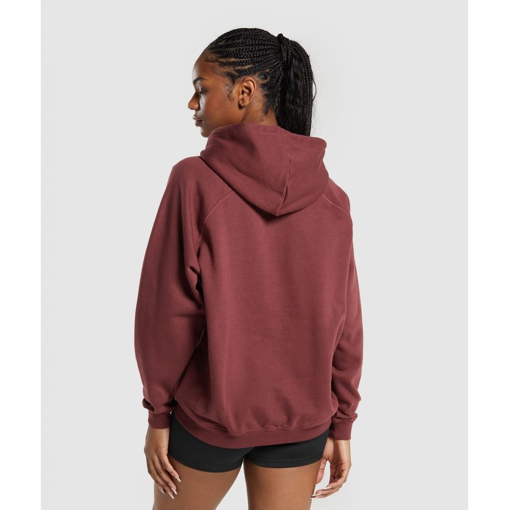 Gymshark Tréninková nadměrná fleecová mikina s kapucí vínově hnědá B5a7n Rbqv