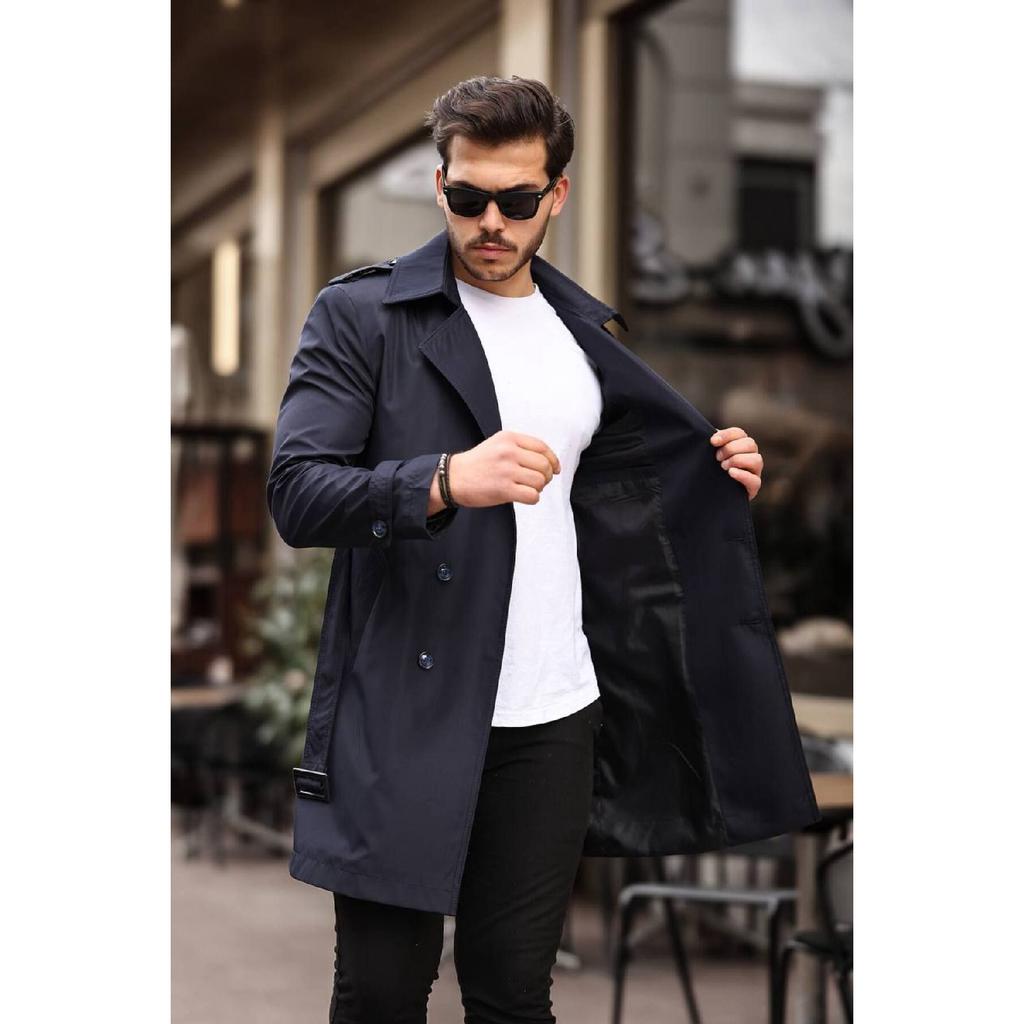 Men's Black Waterproof Regular Trench Coat