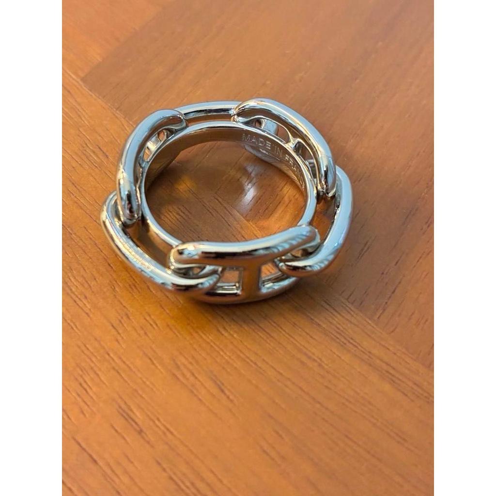 Used New HERMES Hermes Ring Scarf Scarf Ring Silver Chaine d'Ancre Necklace Unused Legato Storage Bag