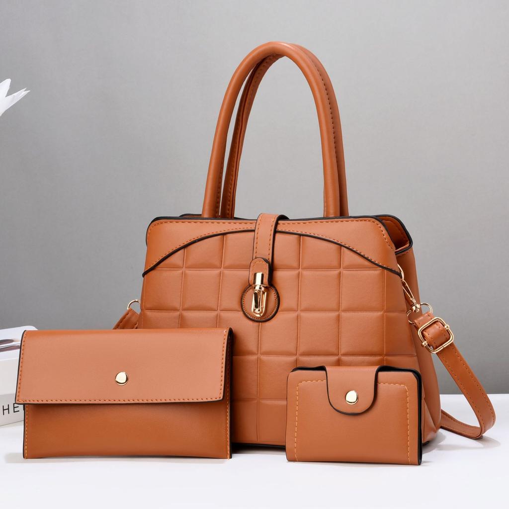 WTEMPO Einfarbige Handtaschen mit großem Fassungsvermögen Lässige Umhängetaschen Dreiteiliges Set Vielseitige Damen Einfache Schultertasche