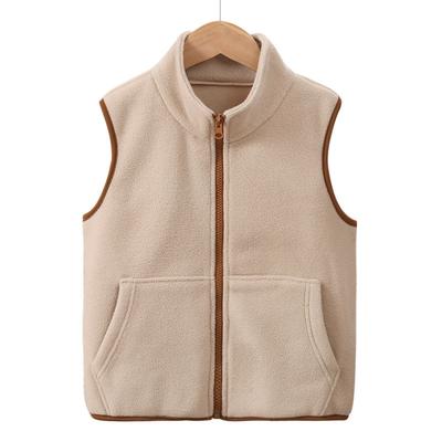 Children's Fall Casual Fleece-Lined Vest Zipper Vest for Older Kids