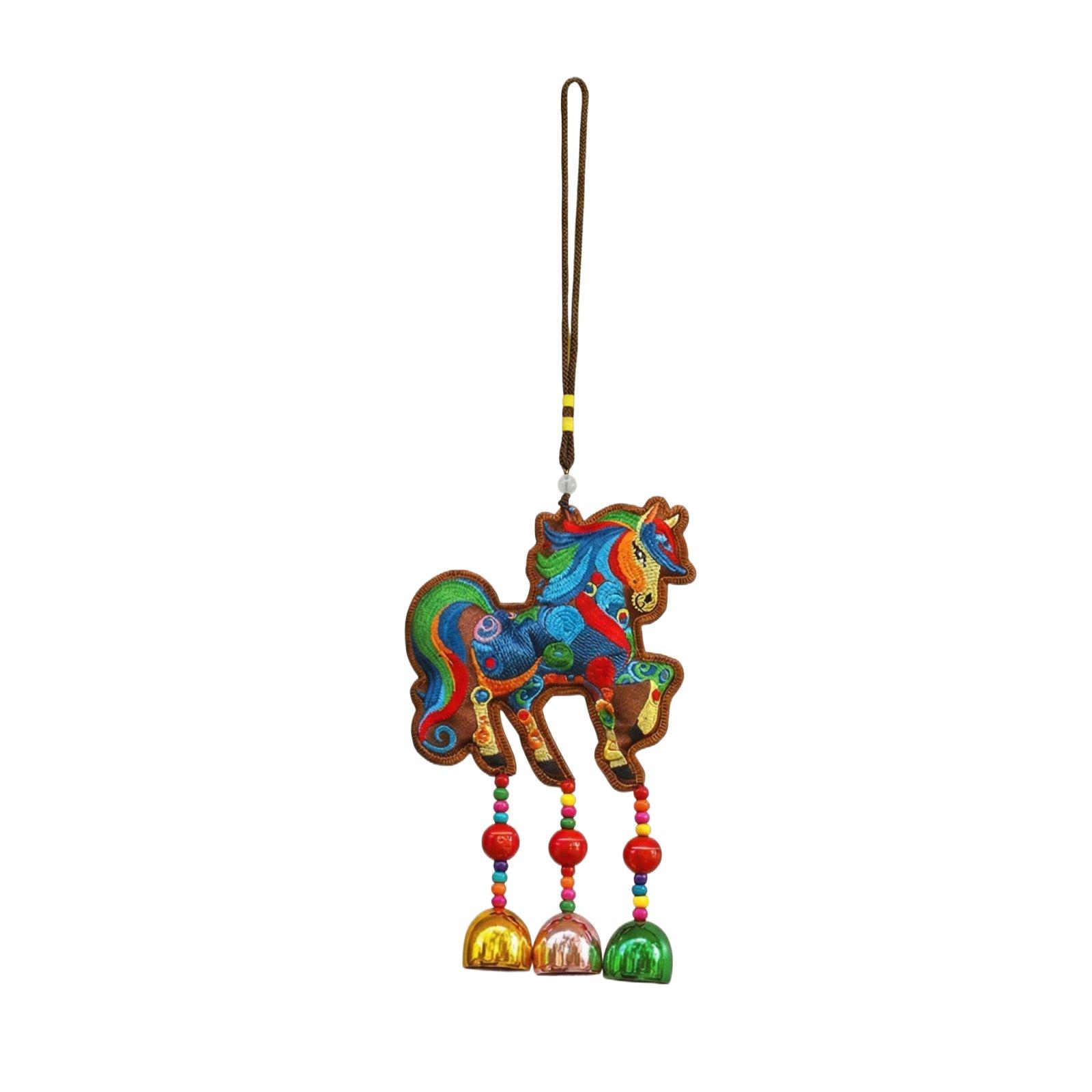 

Year Of Horse Embroidered - Charm Bell Pendant, Traditional Gift, Suitable For Home, Car, And Holiday Decorations one size